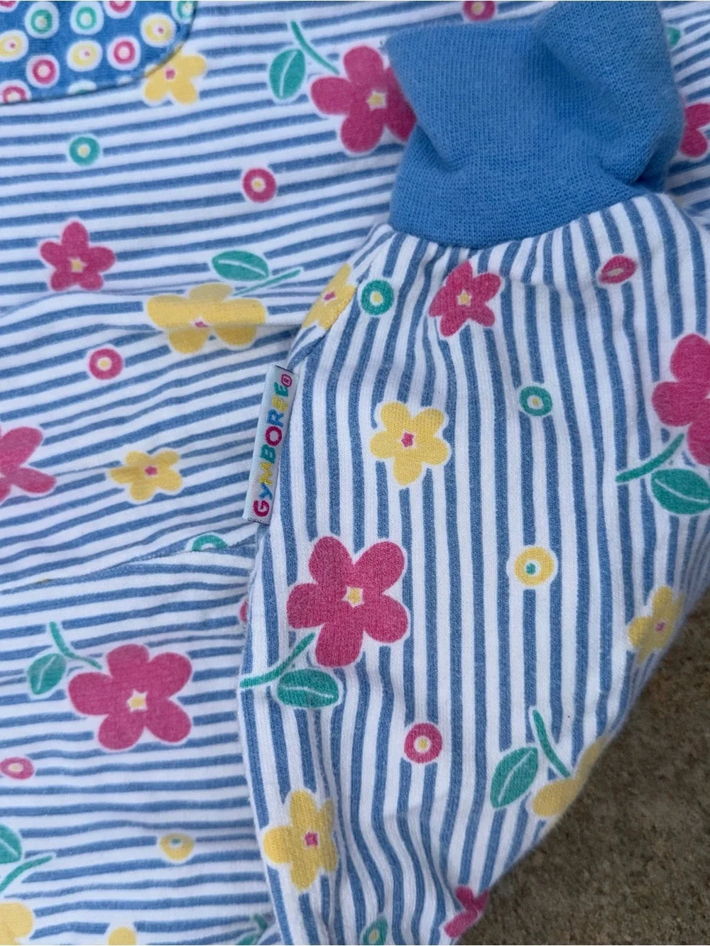 1995 Gymboree 🌈 rainbow tag Striped Floral Snap-Front romper. Newborn 0-6m